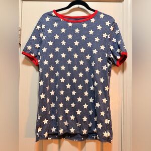 AMPERSAND AVE Navy Star Tee with Red Trim